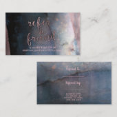モダンな水彩画のブルーとローズゴールドのご紹介 紹介カード (正面/裏面)