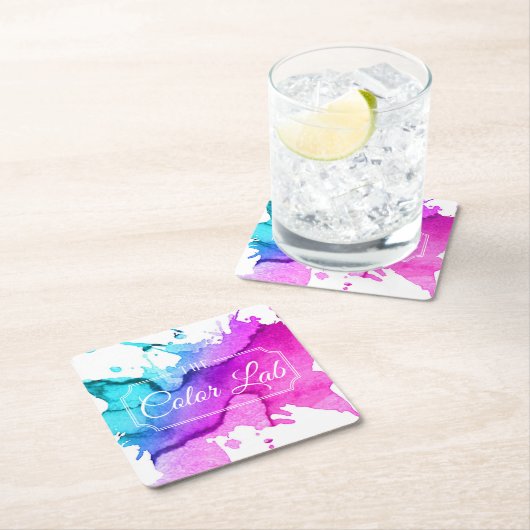 モダンな水彩画のヘアーサロンの美容師 スクエアペーパーコースター (インサイチュ)