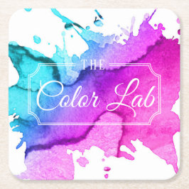 モダンな水彩画のヘアーサロンの美容師 スクエアペーパーコースター