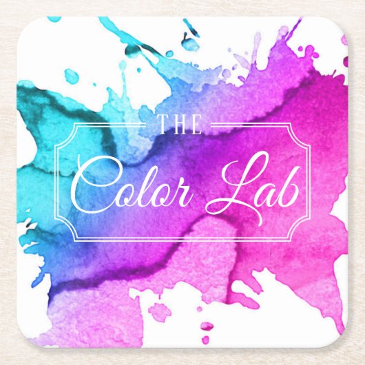 モダンな水彩画のヘアーサロンの美容師 スクエアペーパーコースター (正面)