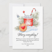 モダンな水彩画のホットチョコレートのクリスマスプレート シーズンカード (正面)