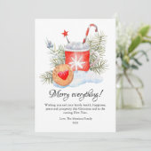 モダンな水彩画のホットチョコレートのクリスマスプレート シーズンカード (スタンド正面)