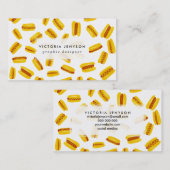 モダンな水彩画のホットドッグの食糧パターン 名刺 (正面/裏面)