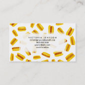 モダンな水彩画のホットドッグの食糧パターン 名刺 (裏面)