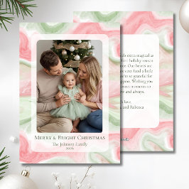 モダンな水彩画のホリデー写真フラットカード シーズンカード