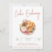 モダンな水彩画のホリデー・クッキー交換パーティー 招待状 (正面)