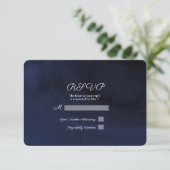モダンな水彩画のムーディーなネイビーブルー RSVP 返信 (スタンド正面)