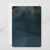 モダンな水彩画のムーディーブルー シックなウェディングスタイル 招待状 (裏面)
