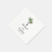 モダンな水彩画のヤシの木の結婚式 スタンダードカクテルナプキン (角)