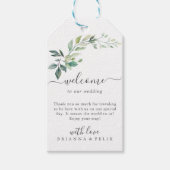 モダンな水彩画のユーカリの葉のグリーン ギフトタグ (正面)