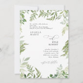 モダンな水彩画のユーカリ　両親の名前入り　セージ 招待状 (正面)