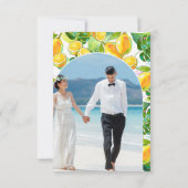 モダンな水彩画のレモン ガーデン黄色の返信 出欠カード (裏面)