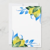 モダンな水彩画のレモン メディテレニアン セーブザデート (裏面)