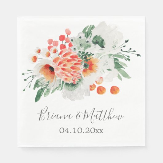 モダンな水彩画のワイルドフラワー おしゃれな花のナプキン スタンダードランチョンナプキン (正面)