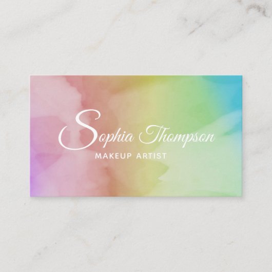 モダンな水彩画の原稿の虹-名刺 名刺 (正面)