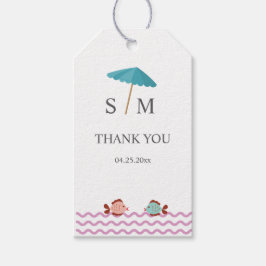 モダンな水彩画の夏のビーチ ギフトタグ