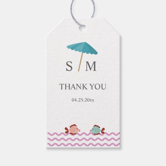 モダンな水彩画の夏のビーチ ギフトタグ (正面)