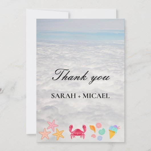 モダンな水彩画の夏のビーチ サンキューカード (正面)