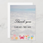 モダンな水彩画の夏のビーチ サンキューカード (正面/裏面)
