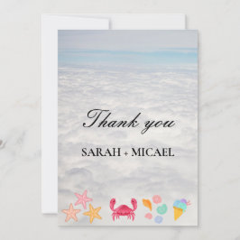 モダンな水彩画の夏のビーチ サンキューカード