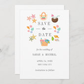 モダンな水彩画の夏のビーチ セーブザデート (正面/裏面)