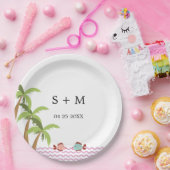 モダンな水彩画の夏のビーチ ペーパープレート (パーティー)