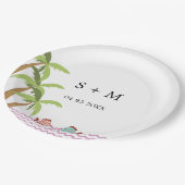 モダンな水彩画の夏のビーチ ペーパープレート (アングル)