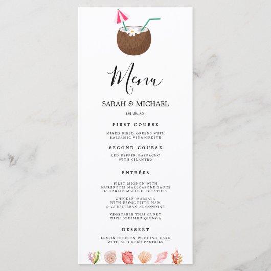 モダンな水彩画の夏のビーチ メニュー (正面)