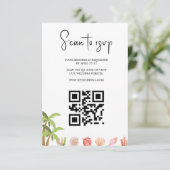 モダンな水彩画の夏のビーチ 出欠カード (スタンド正面)