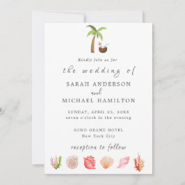 モダンな水彩画の夏のビーチ 招待状