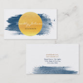 モダンな水彩画の抽象芸術のエレガントで青い黄色 名刺 (正面/裏面)