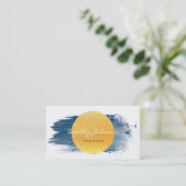 モダンな水彩画の抽象芸術のエレガントで青い黄色 名刺 (スタンド正面)