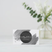 モダンな水彩画の抽象芸術のエレガントな白黒 名刺 (スタンド正面)