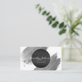 モダンな水彩画の抽象芸術のエレガントな白黒 名刺 (スタンド正面)