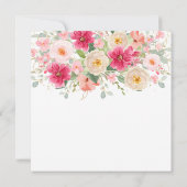 モダンな水彩画の明るいピンクの花のウェディング サンキューカード (裏面)