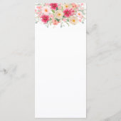 モダンな水彩画の明るいピンクの花のウェディング メニュー (裏面)