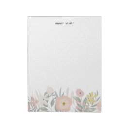 モダンな水彩画の春の庭の花と緑 ノートパッド
