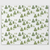 モダンな水彩画の松の木の森 ラッピングペーパー (フラット)