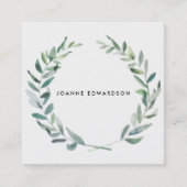 モダンな水彩画の枝リースのプロフェッショナル スクエア名刺 (正面)