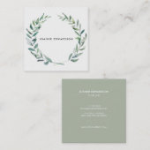 モダンな水彩画の枝リースのプロフェッショナル スクエア名刺 (正面/裏面)