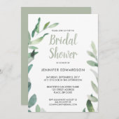 モダンな水彩画の枝 ブライダルシャワー 招待状 (正面/裏面)