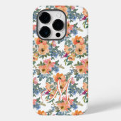 モダンな水彩画の桃の花柄モノグラムM Case-Mate iPhoneケース (裏面)