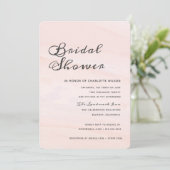 モダンな水彩画の洗浄ブライダルシャワー|の赤面 招待状 (スタンド正面)