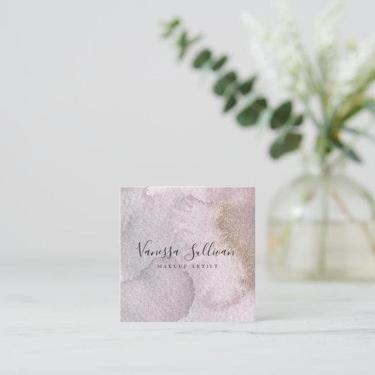 モダンな水彩画の洗浄メーキャップアーティストの名刺 スクエア名刺 (スタンド正面)