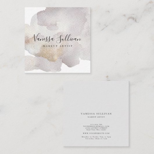 モダンな水彩画の洗浄メーキャップアーティストの名刺 スクエア名刺 (正面/裏面)