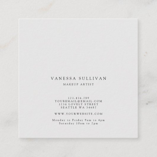 モダンな水彩画の洗浄メーキャップアーティストの名刺 スクエア名刺 (裏面)
