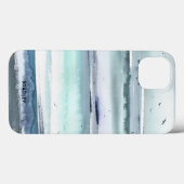モダンな水彩画の海 オーシャン 名前入り Case-Mate iPhoneケース (裏面 (横))
