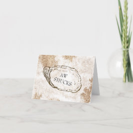 モダンな水彩画の牡蠣ビーチウェディングお礼カード サンキューカード