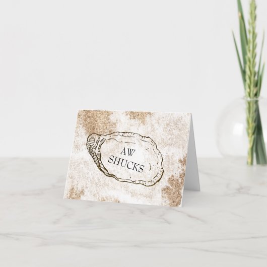 モダンな水彩画の牡蠣ビーチウェディングお礼カード サンキューカード (正面)