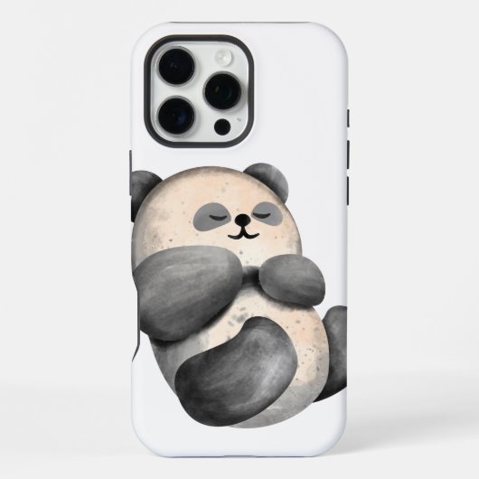 モダンな水彩画の眠そうなパンダ iPhoneケース (裏面)
